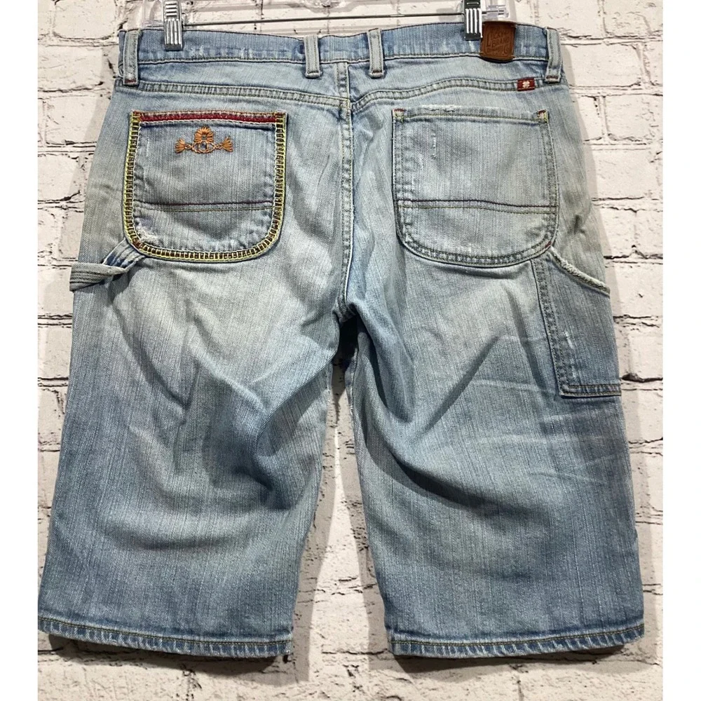 Lucky Brand Lucky Legend Embroidered Carpenter Denim Shorts Light Wash 12 31